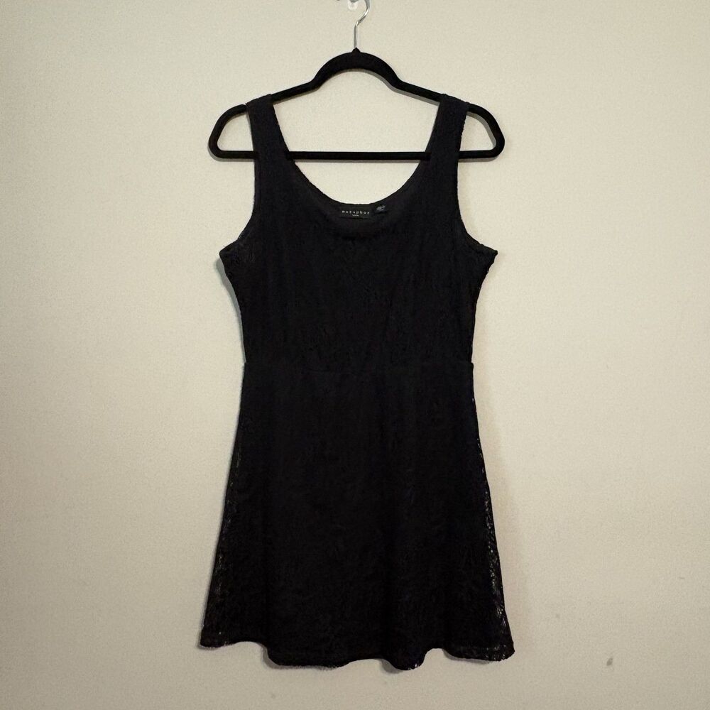 ❤️ Metaphor Women's Large Petite Black Lace Scoop dress Tank style